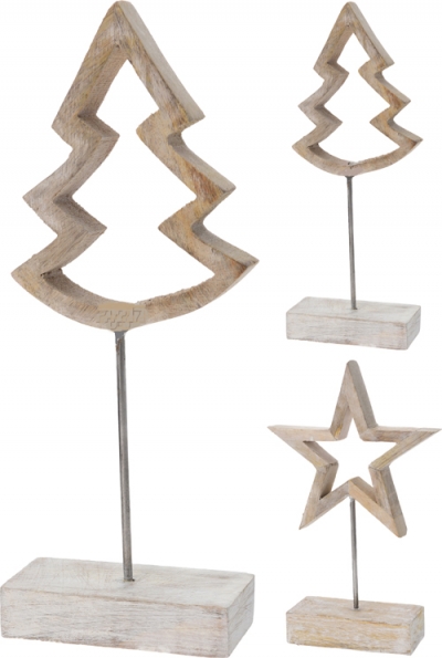 Dřevěná vánoční dekorace na podstavci - 2 typy