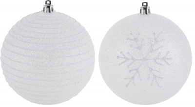Ledová vánoční koule s třpytkami 10 cm - 2 druhy