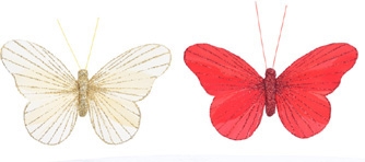 Sada 3 ks dekoračních motýlů na skřipci - různé barvy