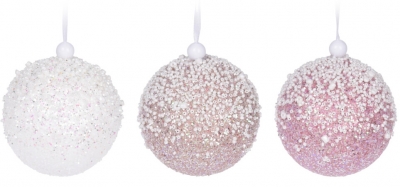 Vánoční koule s drobnými korálky 8 cm - různé barvy